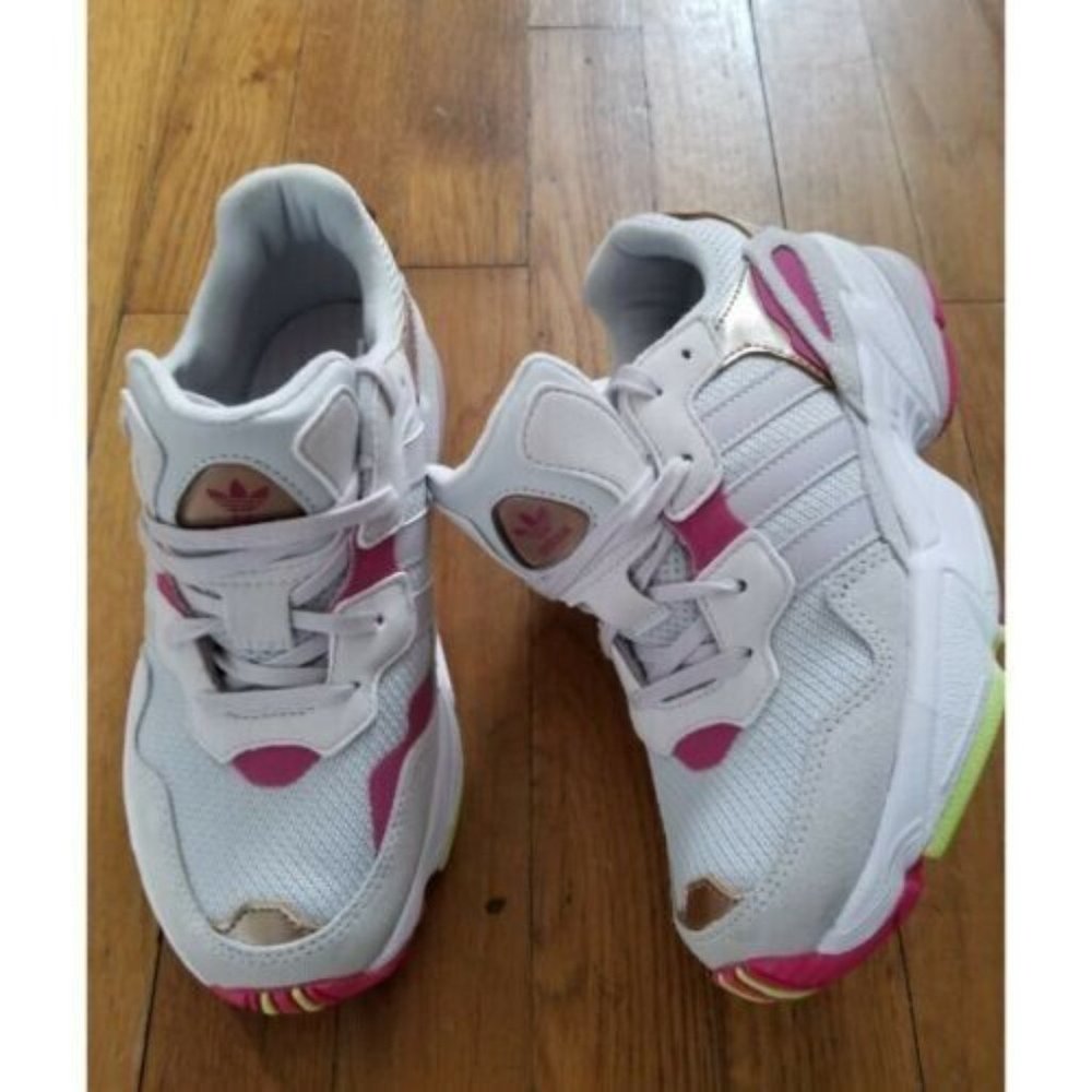 Adidas Yung 96 Gray Pink Big Kid Youth Sneakers Size 4